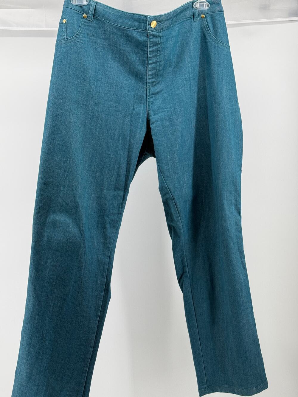 Stretch Denim Jeans Straight Leg High Rise Long Length Pull On Plus Size 3X